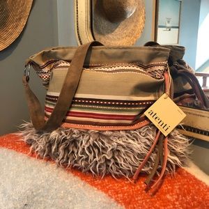 Atenti Faux Alpaca Cotton and Suede Bag